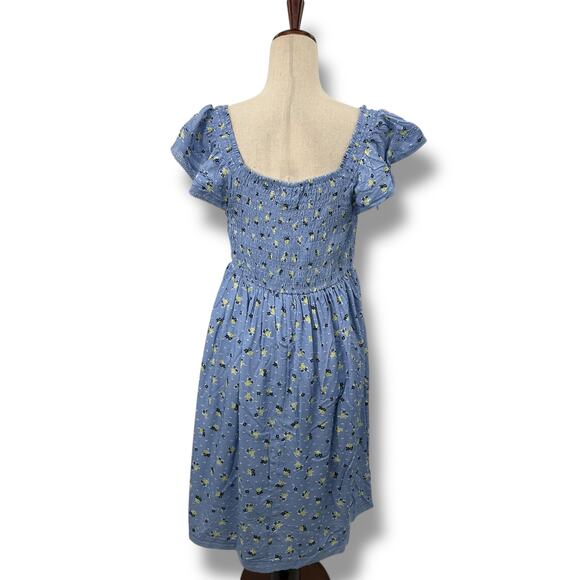 NEW Self Esteem smocked blue floral dress size XL flutter sleeve a-line sundress - Picture 10 of 13
